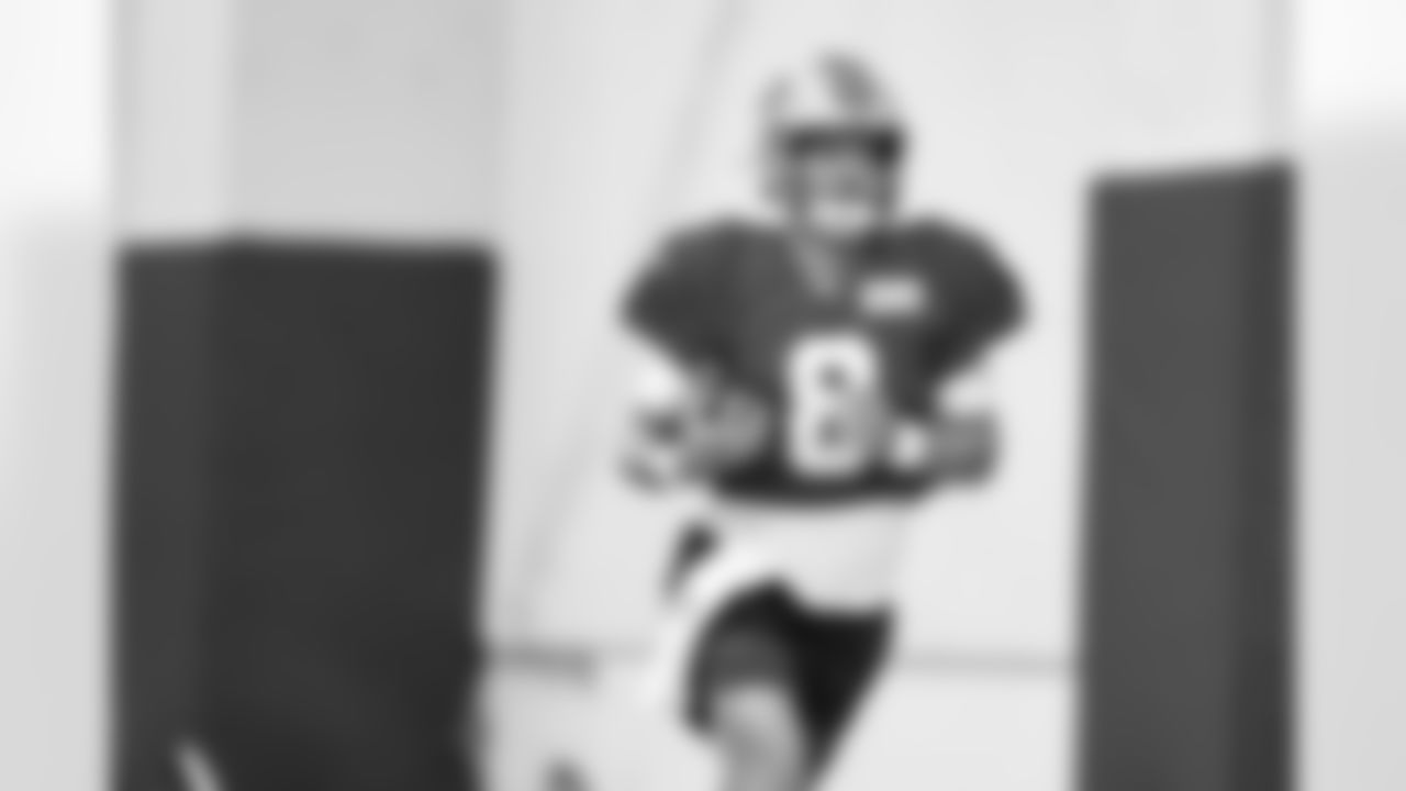 Detroit Lions quarterback Kyle Allen (8) during training camp at the Meijer Performance Center on Aug. 18, 2025 in Allen Park, Mich. (Jeff Nguyen/Detroit Lions)