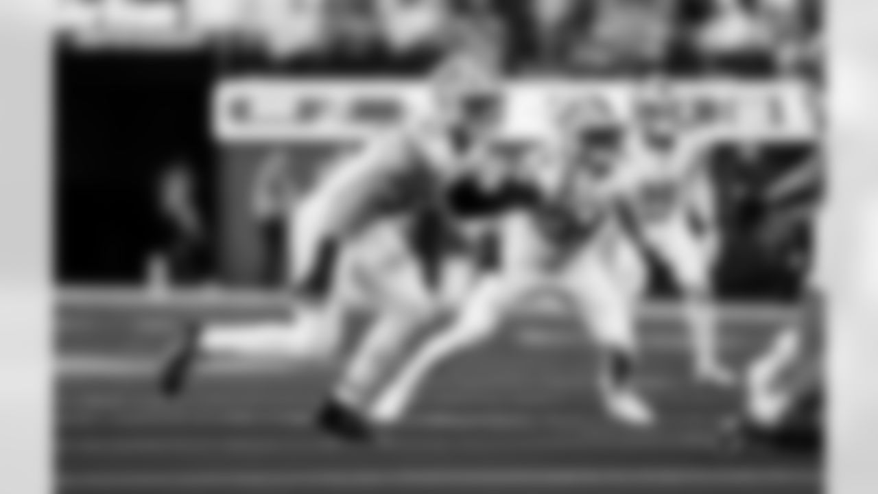 Detroit Lions edge rusher Aidan Hutchinson (97) during an NFL football game against the Los Angeles Rams on Sunday, Dec. 14, 2025 in Inglewood, Calif. (Jeff Nguyen/Detroit Lions via AP)