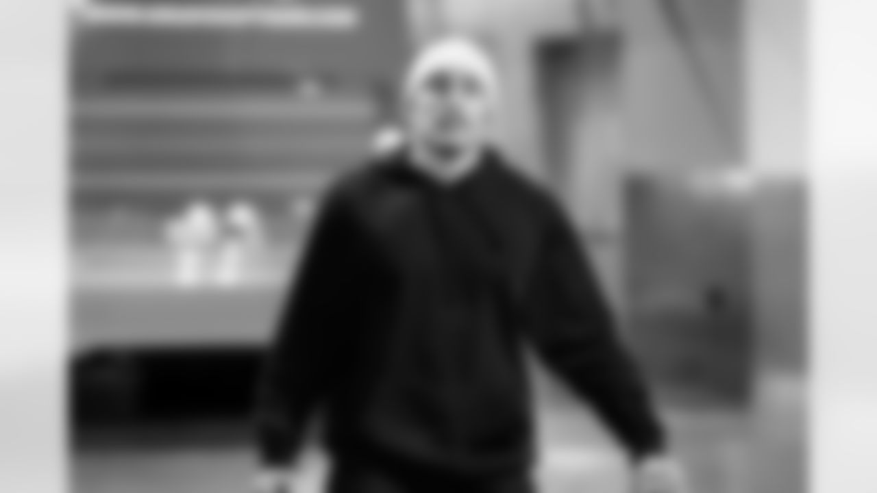 Detroit Lions linebacker Malcolm Rodriguez (44) arrives to an NFL football game against the Los Angeles Rams on Sunday, Dec. 14, 2025 in Inglewood, Calif. (Jeff Nguyen/Detroit Lions via AP)