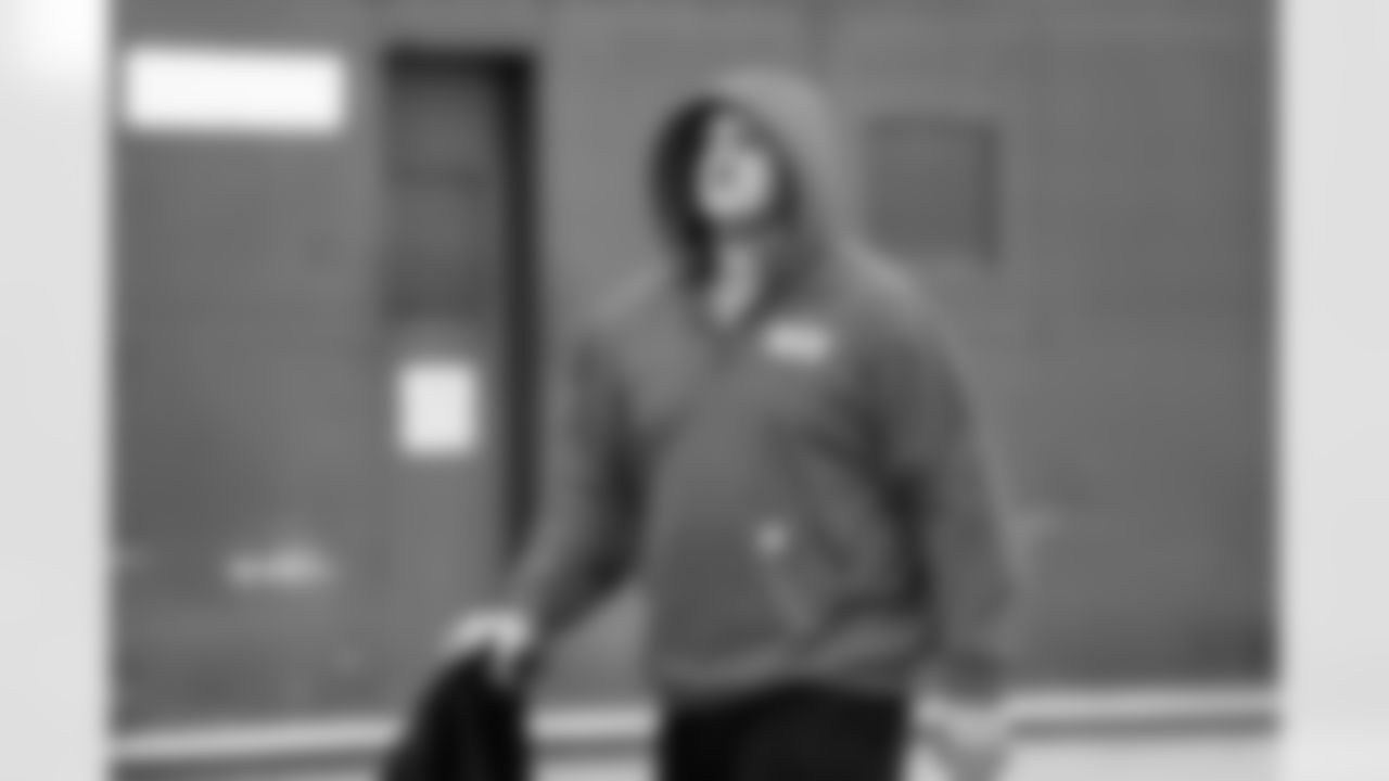 Detroit Lions offensive lineman Tate Ratledge (69) travels to Philadelphia on Nov. 15, 2025. (Jeff Nguyen/Detroit Lions via AP)