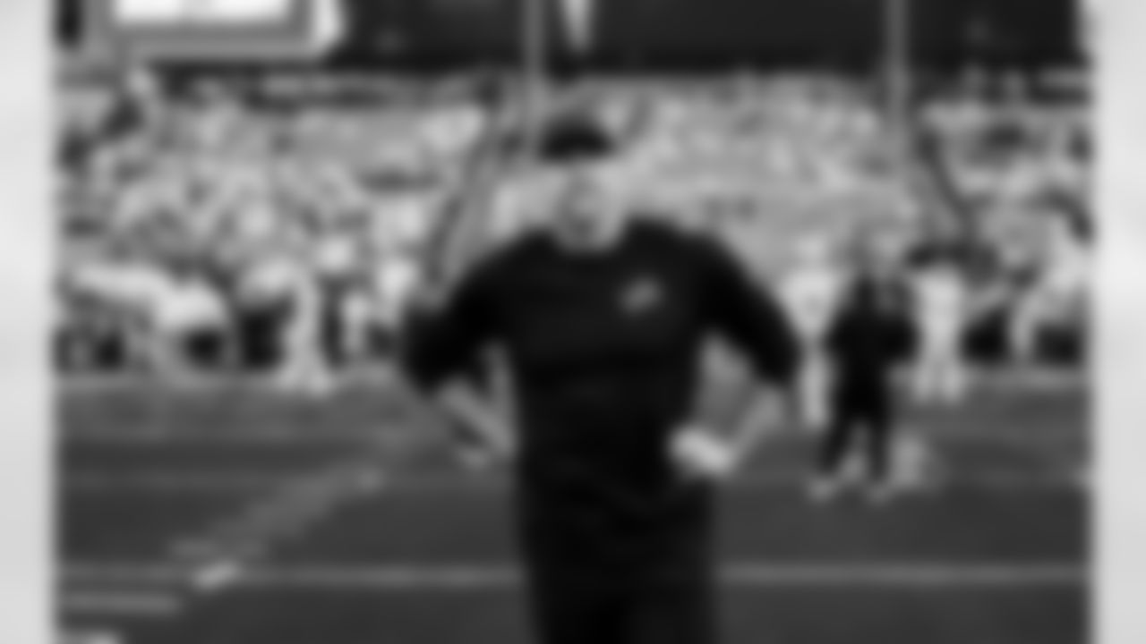 Detroit Lions head coach Dan Campbell before an NFL football game against the Washington Commanders on Sunday, Nov. 9, 2025 in Landover, Md. (Jeff Nguyen/Detroit Lions via AP)