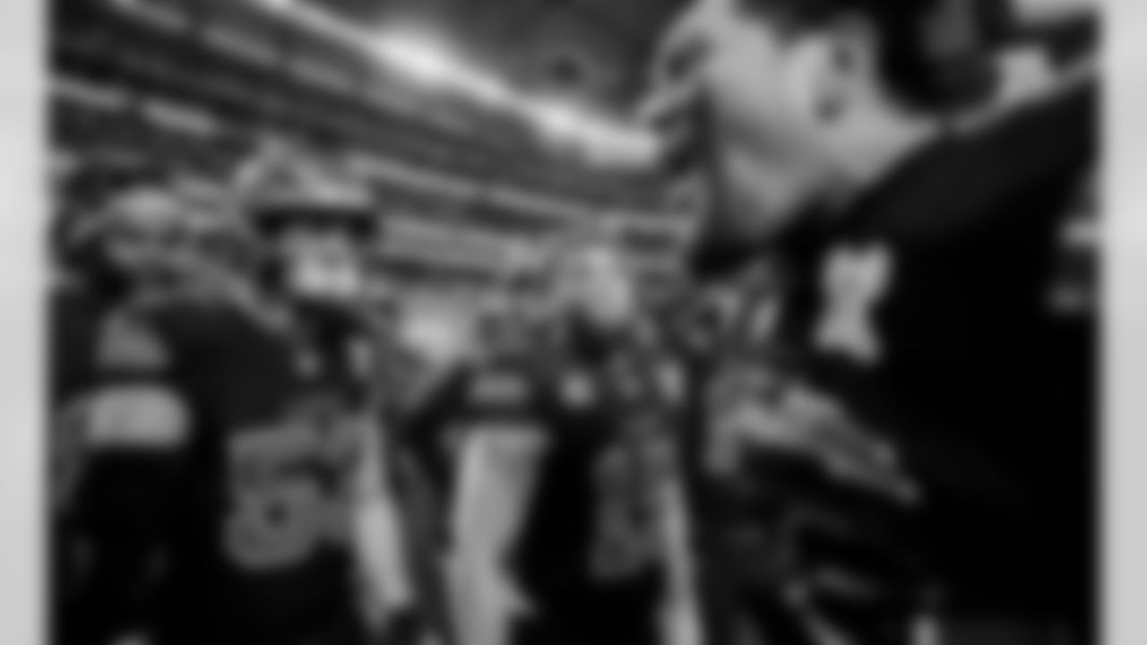 Detroit Lions linebacker Trevor Nowaske (53) and Detroit Lions linebacker Grant Stuard (15) before an NFL football game against the Minnesota Vikings on Thursday, Dec. 25, 2025 in Minneapolis. (Jeff Nguyen/Detroit Lions via AP)