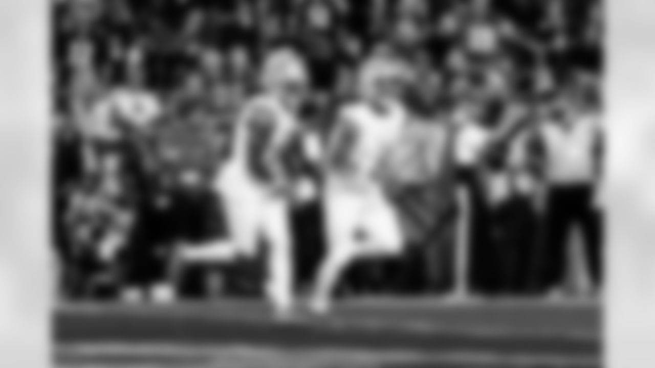 Detroit Lions running back Jahmyr Gibbs (0) and Detroit Lions running back David Montgomery (5) during an NFL football game against the Baltimore Ravens on Monday, Sept. 22, 2025 in Baltimore. (Jeff Nguyen/Detroit Lions via AP)