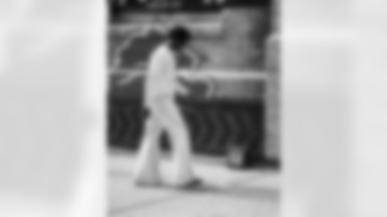 Detroit Lions wide receiver Jameson Williams (1) arrives to an NFL football game against the New York Giants on Sunday, Nov. 23, 2025 in Detroit. (Jeff Nguyen/Detroit Lions via AP)