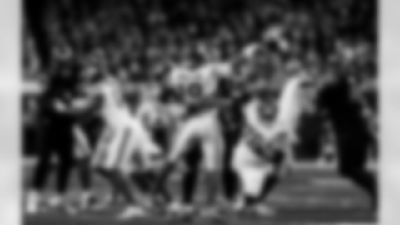 Detroit Lions edge rusher Aidan Hutchinson (97) during an NFL football game against the New York Giants on Sunday, Nov. 23, 2025 in Detroit. (Jeff Nguyen/Detroit Lions via AP)