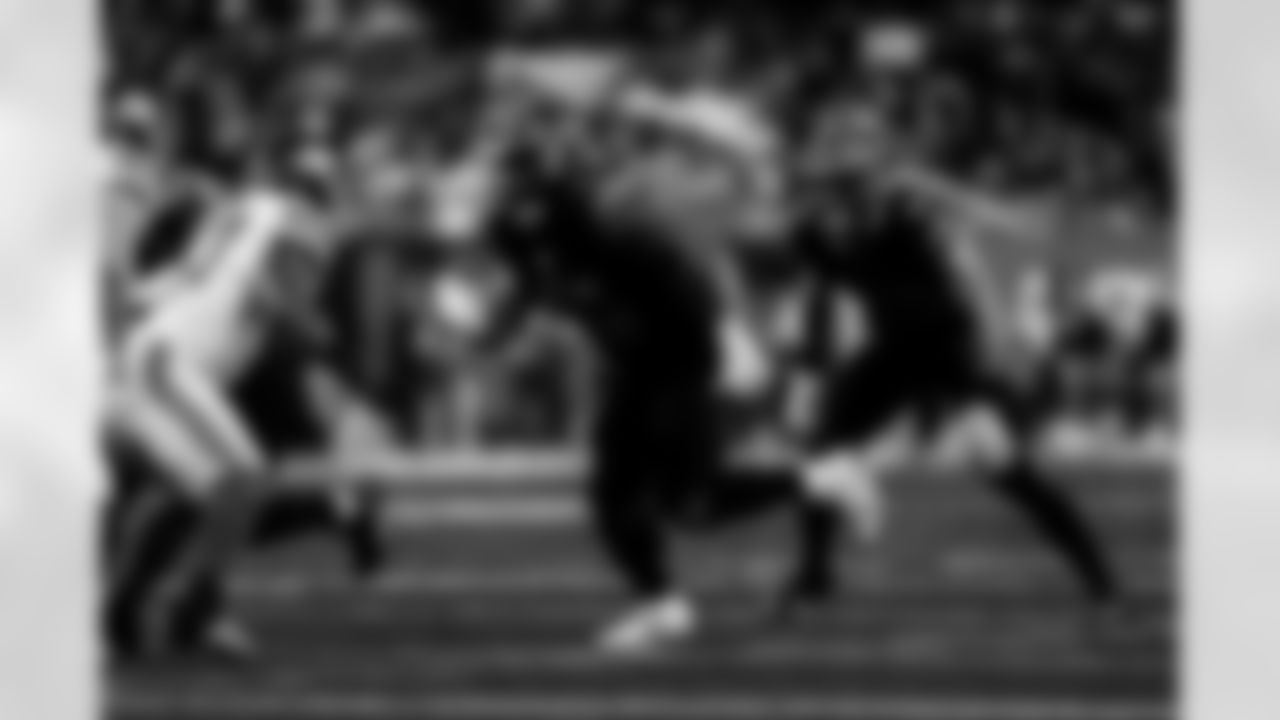 Detroit Lions defensive lineman Alim McNeill (54) and Detroit Lions linebacker Jack Campbell (46) during an NFL football game against the New York Giants on Sunday, Nov. 23, 2025 in Detroit. (Jeff Nguyen/Detroit Lions via AP)