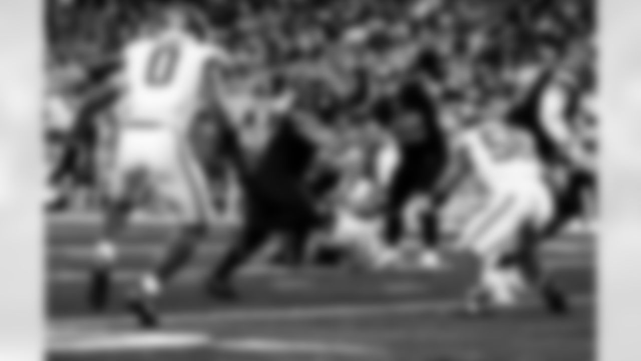 Detroit Lions running back David Montgomery (5) during an NFL football game against the New York Giants on Sunday, Nov. 23, 2025 in Detroit. (Jeff Nguyen/Detroit Lions via AP)