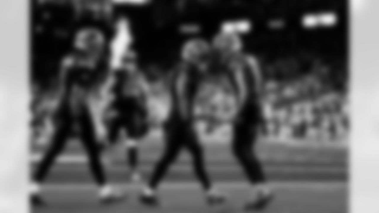 Detroit Lions wide receiver Jameson Williams (1), Detroit Lions running back Jahmyr Gibbs (0) and Detroit Lions wide receiver Amon-Ra St. Brown (14) during an NFL football game against the New York Giants on Sunday, Nov. 23, 2025 in Detroit. (Jeff Nguyen/Detroit Lions via AP)