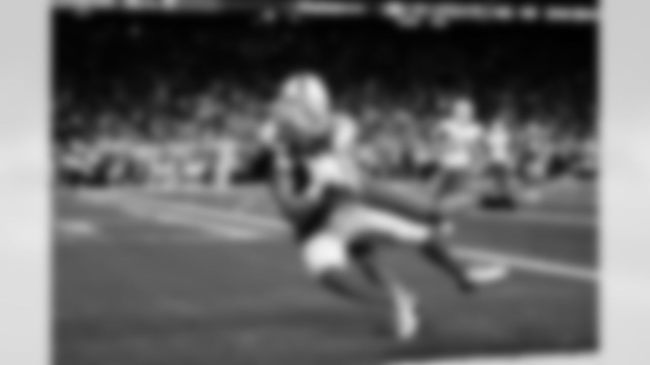 Detroit Lions wide receiver Isaac TeSlaa (18) scores a touchdown during an NFL football game against the Miami Dolphins, Saturday, August 16 in Detroit. (Jeff Nguyen/Detroit Lions via AP)
