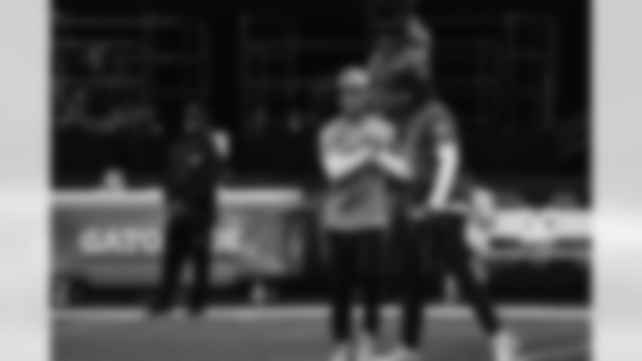 Detroit Lions wide receiver Amon-Ra St. Brown (14) and Carolina Panthers cornerback Jaycee Horn (8) at Pro Bowl Games practice on Feb. 2, 2026 in San Francisco, California. (Stuart Zaas/Detroit Lions)