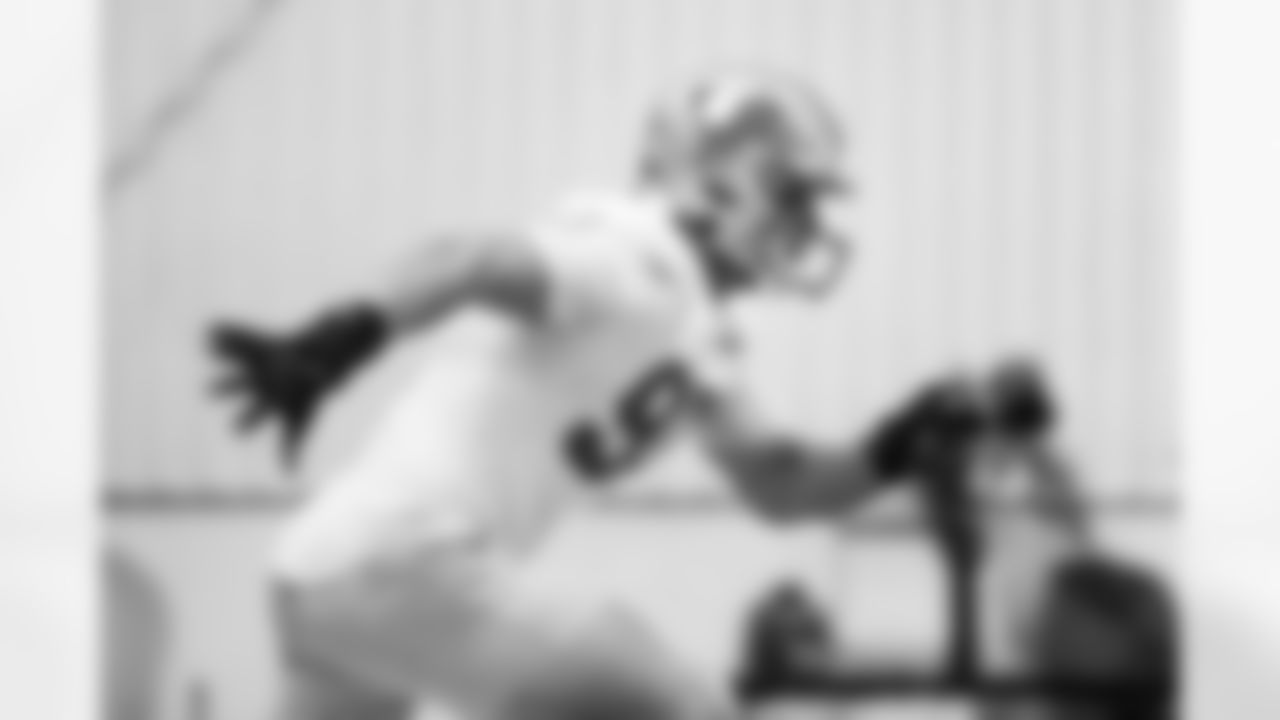 Detroit Lions defensive lineman Aidan Hutchinson (97) during practice at the Meijer Performance Center in Allen Park, MI on October 11, 2024. (Jeff Nguyen/Detroit Lions)