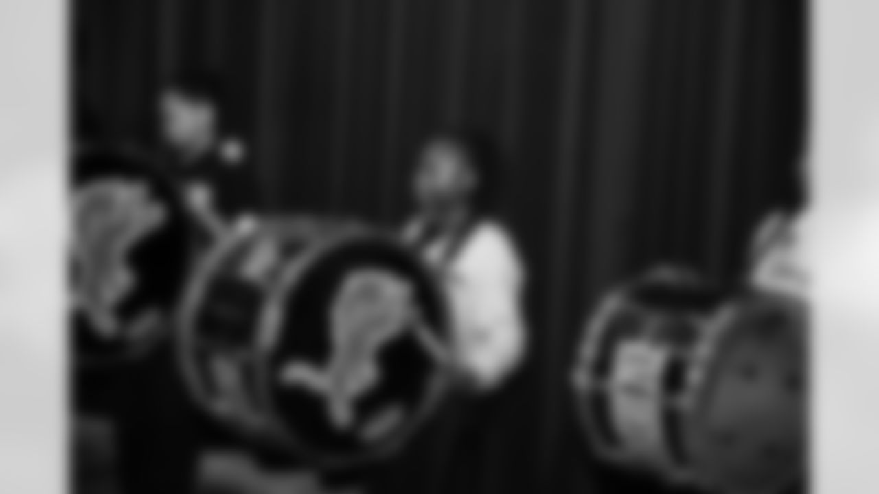 Members of Detroit Lions Honolulu Boom and students during a Count Day activation event at Detroit Lions Academy on Feb. 11, 2026 in Detroit. (Carl Jones II/Detroit Lions)