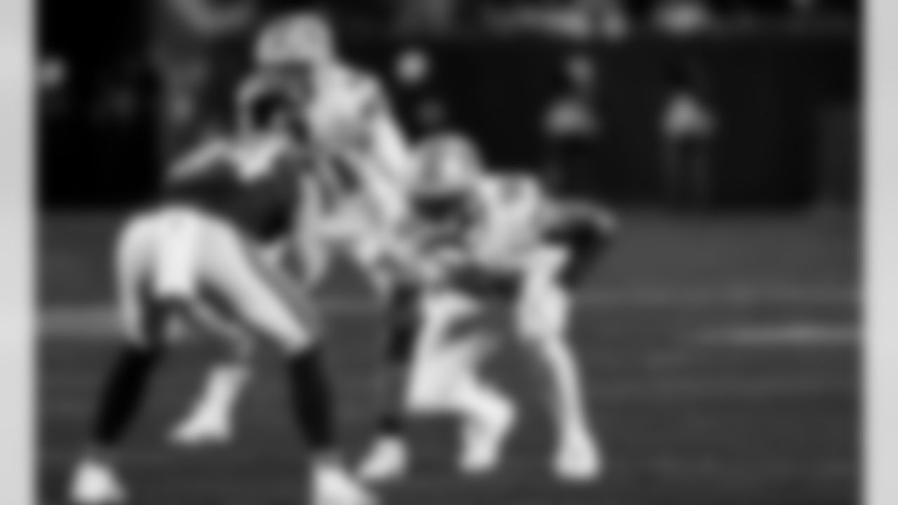 Detroit Lions edge rusher Al-Quadin Muhammad (96) during an NFL football game against the Chicago Bears on Sunday, Jan. 4, 2026 in Chicago. (Jeff Nguyen/Detroit Lions via AP)