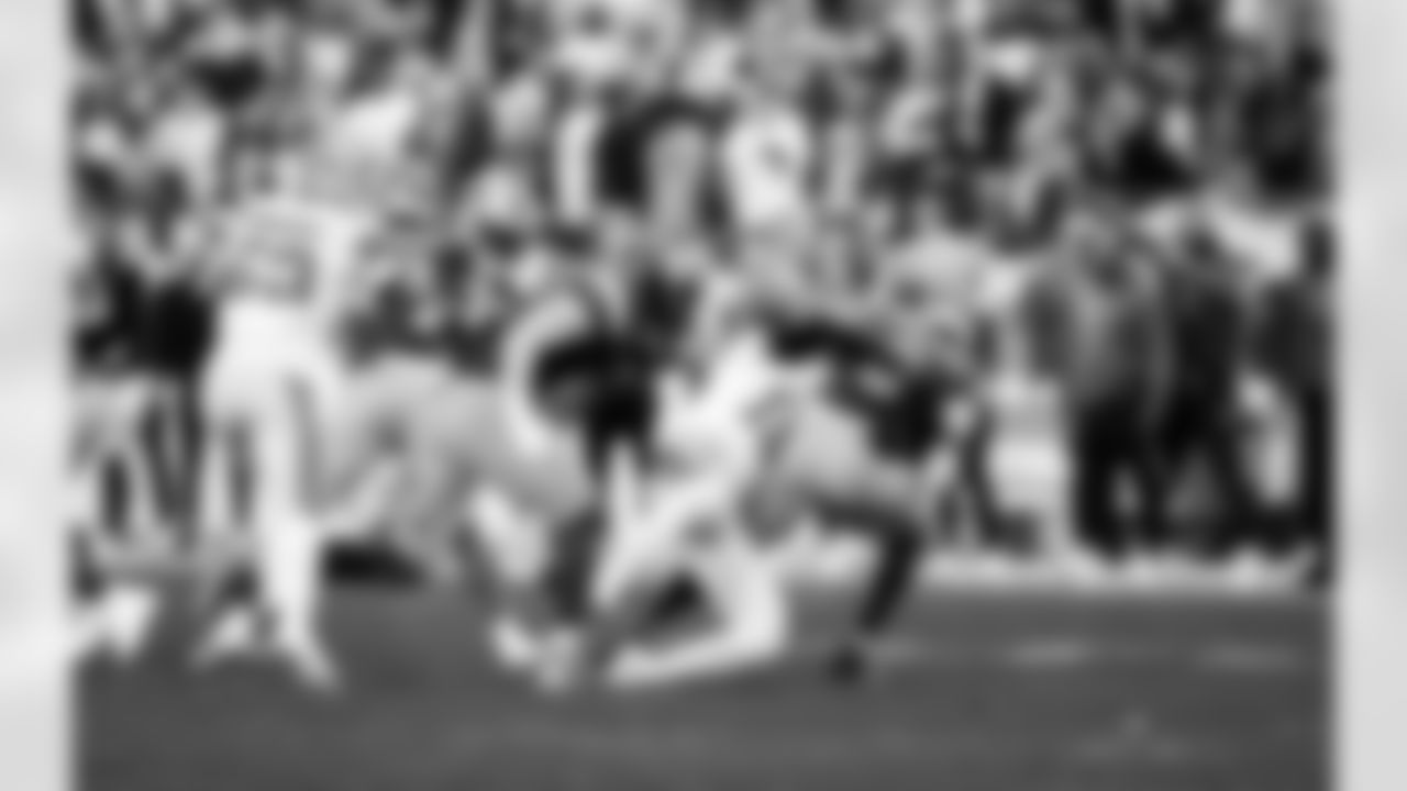 Detroit Lions linebacker Trevor Nowaske (53) and Detroit Lions linebacker Grant Stuard (15) during an NFL football game against the Washington Commanders on Sunday, Nov. 9, 2025 in Landover, Md. (Jeff Nguyen/Detroit Lions via AP)