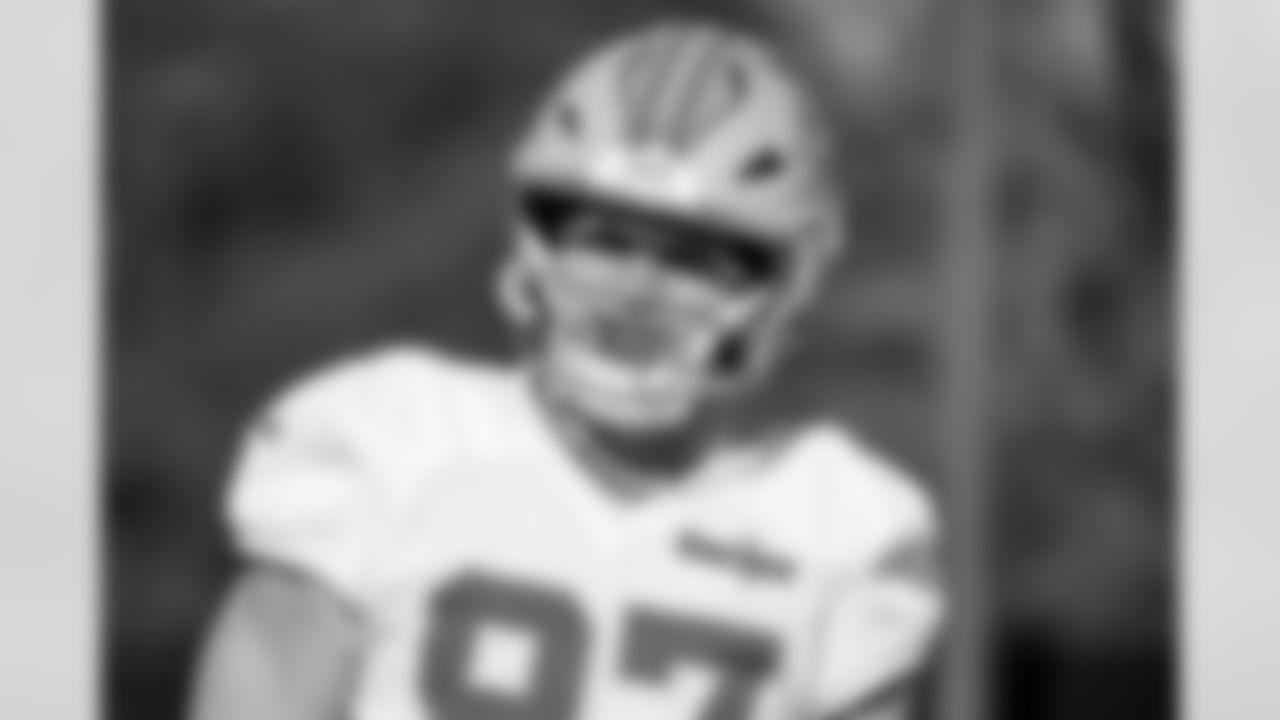 Detroit Lions edge rusher Aidan Hutchinson (97) during practice at the Meijer Performance Center on Nov. 13, 2025 in Allen Park, Mich. (Jeff Nguyen/Detroit Lions)