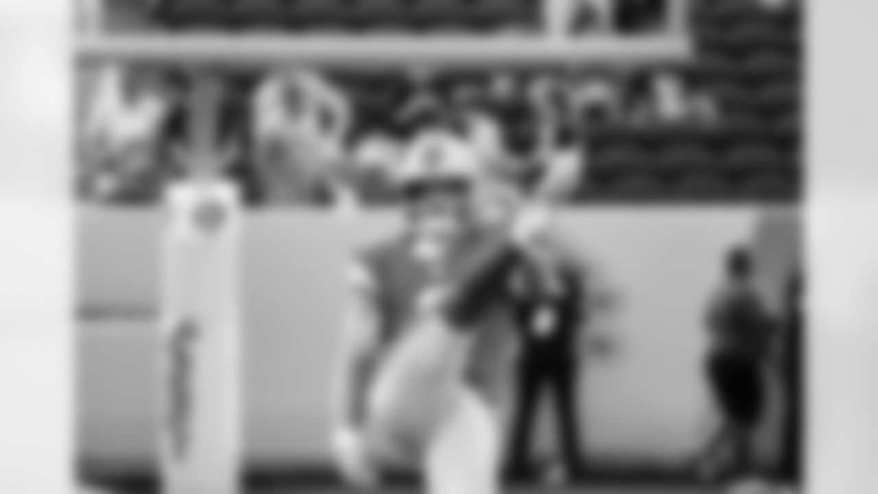 Detroit Lions punter Jack Fox (3) before an NFL football game against the Los Angeles Chargers, Thursday, July 31, 2025, in Canton, Ohio. (Jeff Nguyen/Detroit Lions via AP)