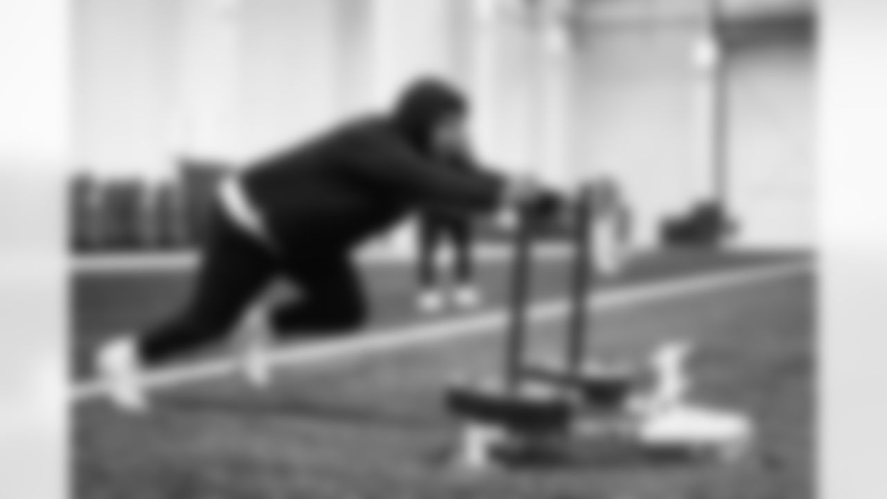 Detroit Lions tackle Penei Sewell (58) during offseason workouts at the Meijer Performance Center on April 29, 2025 in Allen Park, Mich. (Jeff Nguyen/Detroit Lions)
