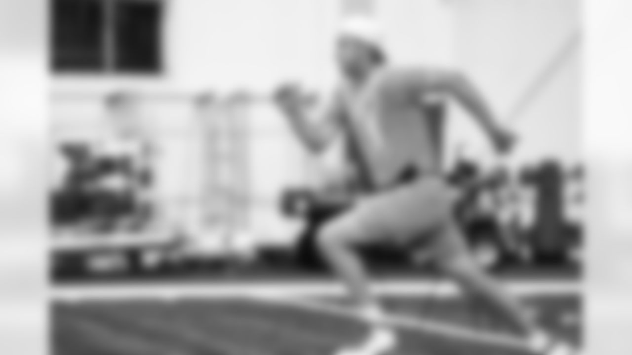 Detroit Lions quarterback Jared Goff (16) during offseason workouts at the Meijer Performance Center on April 23, 2025 in Allen Park, Mich. (Jeff Nguyen/Detroit Lions)
