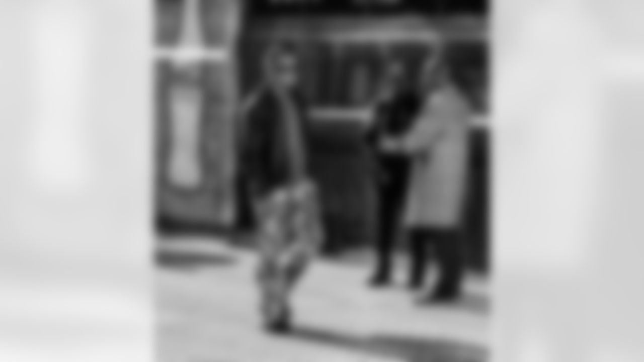 Detroit Lions wide receiver Amon-Ra St. Brown (14) arrives to an NFL football game against the Minnesota Vikings on Sunday, Nov. 2, 2025 in Detroit. (Jeff Nguyen/Detroit Lions via AP)