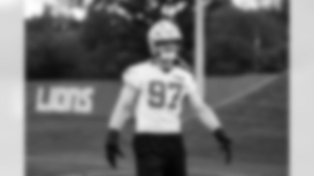 Detroit Lions defensive lineman Aidan Hutchinson (97) during OTAs at the Meijer Performance Center on May 28, 2025 in Allen Park, Mich. (Jeff Nguyen/Detroit Lions)