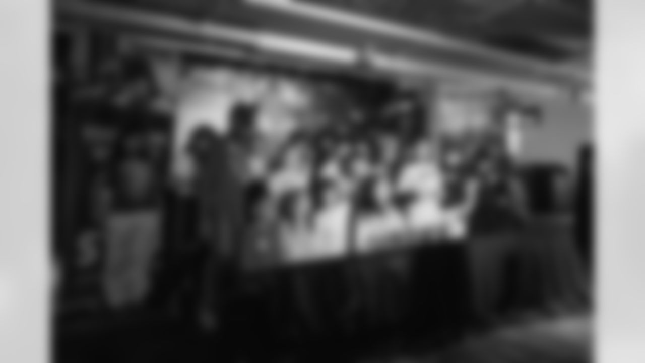 Students at the UMCU Junior Broadcast station during the One Pride Literacy Fest at Ford Field on Oct. 28, 2025 in Detroit. (Steven Stark/Detroit Lions)