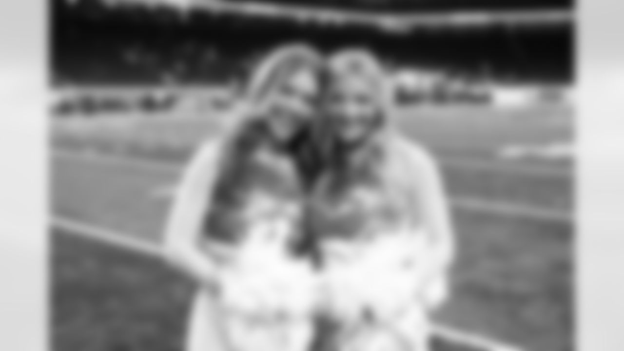 Detroit Lions Cheerleaders take a photo after an NFL football game against the Dallas Cowboys on Thursday, Dec. 4, 2025 in Detroit. (Mike Ferdinande/Detroit Lions)