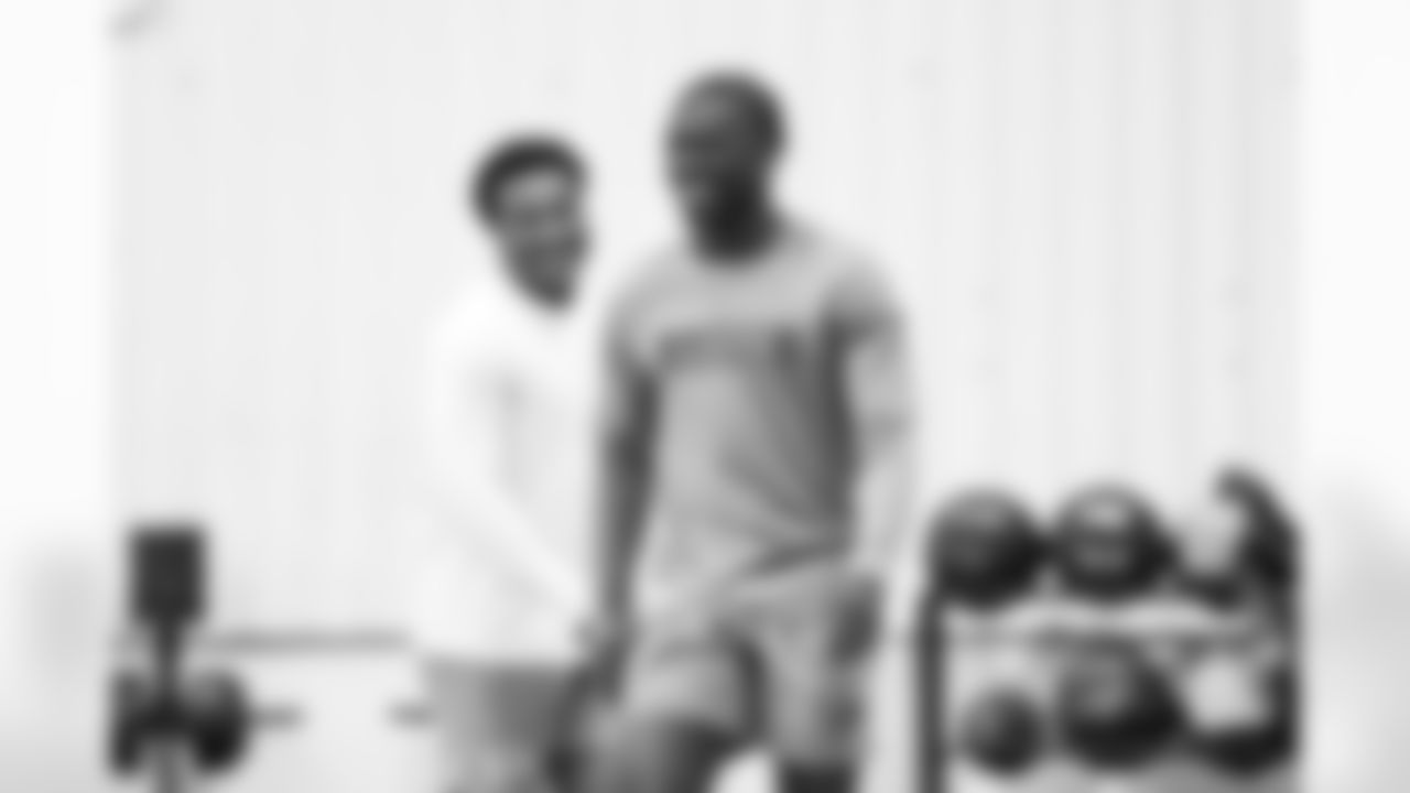 Detroit Lions defensive back Brian Branch (32) and Detroit Lions cornerback Terrion Arnold (6) during offseason workouts at the Meijer Performance Center on April 28, 2025 in Allen Park, Mich. (Jeff Nguyen/Detroit Lions)