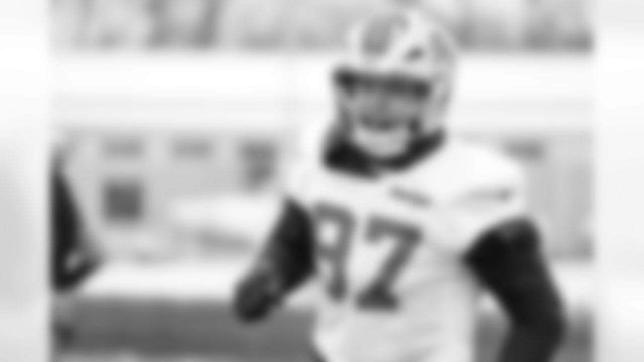 Detroit Lions edge rusher Aidan Hutchinson (97) during practice at the Meijer Performance Center on Dec. 31, 2025 in Allen Park, Mich. (Jeff Nguyen/Detroit Lions)