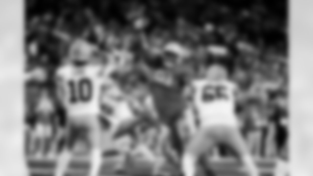 Detroit Lions defensive lineman Tyleik Williams (91) during an NFL football game against the Green Bay Packers on Thursday, Nov. 27, 2025 in Detroit. (Jeff Nguyen/Detroit Lions via AP)