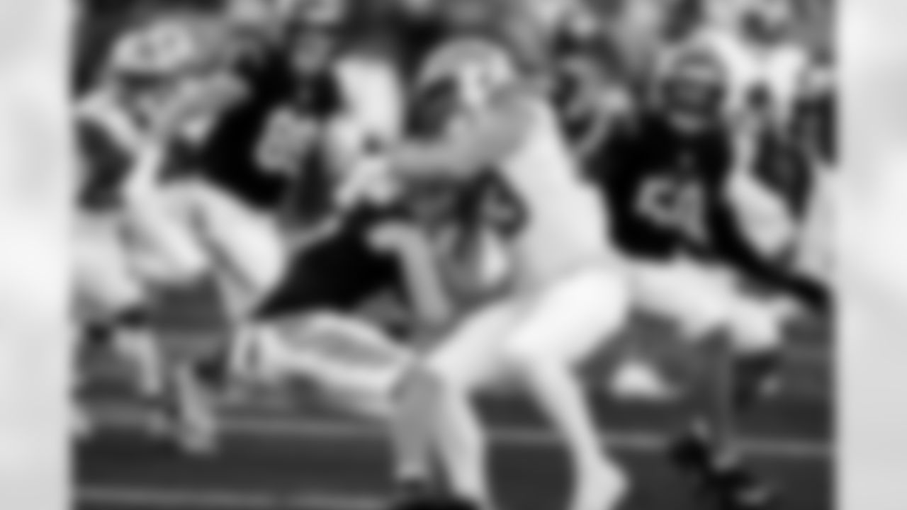 Detroit Lions linebacker Trevor Nowaske (53) during an NFL football game against the Cincinnati Bengals on Sunday, Oct. 5, 2025 in Cincinnati. (Jeff Nguyen/Detroit Lions via AP)