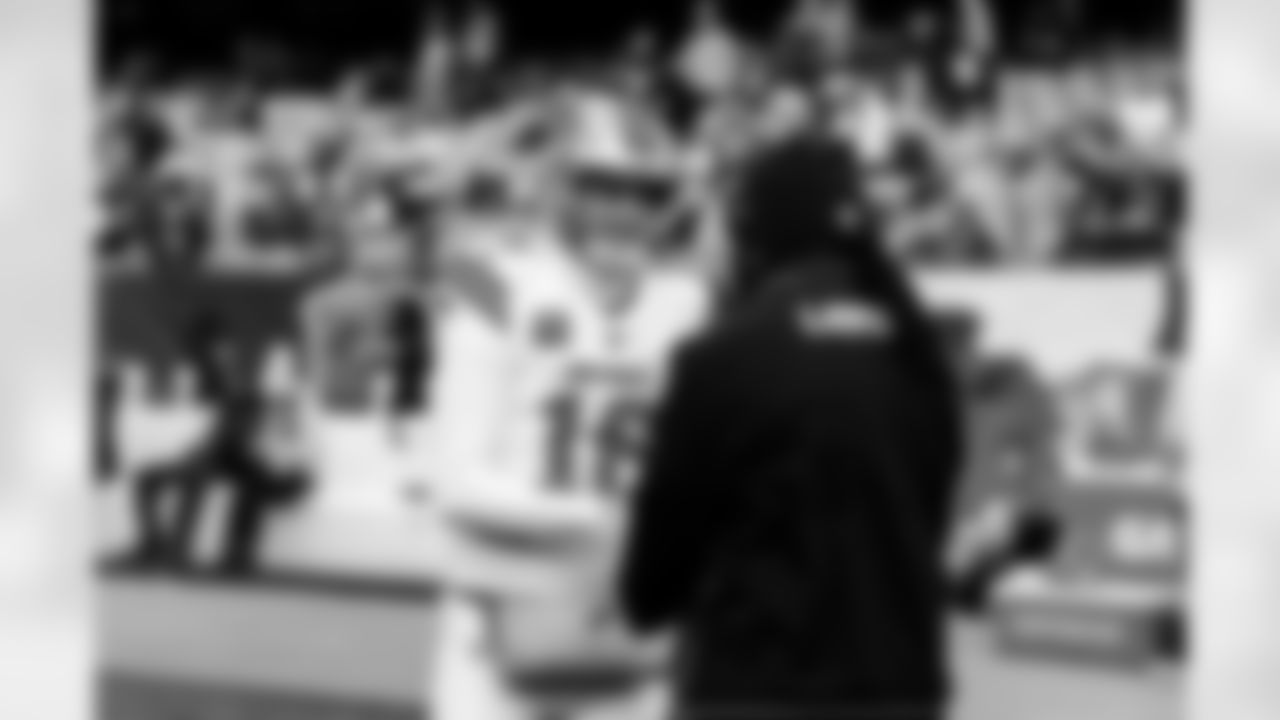 Detroit Lions quarterback Jared Goff (16) before an NFL football game against the Chicago Bears on Sunday, Jan. 4, 2026 in Chicago. (Jeff Nguyen/Detroit Lions via AP)