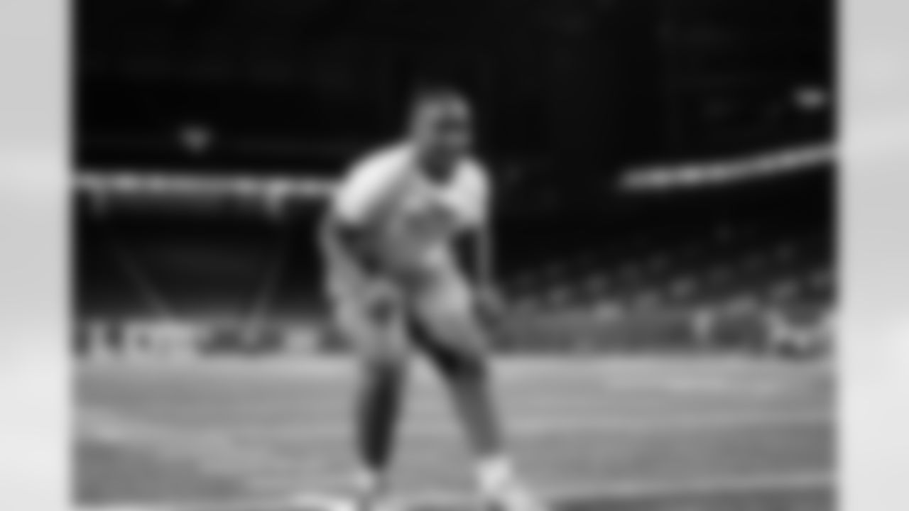 A participant doing a drill during the Inspire Change Football Clinic at Ford Field on Dec. 9, 2025 in Detroit. (Izzy Rincon/Detroit Lions)