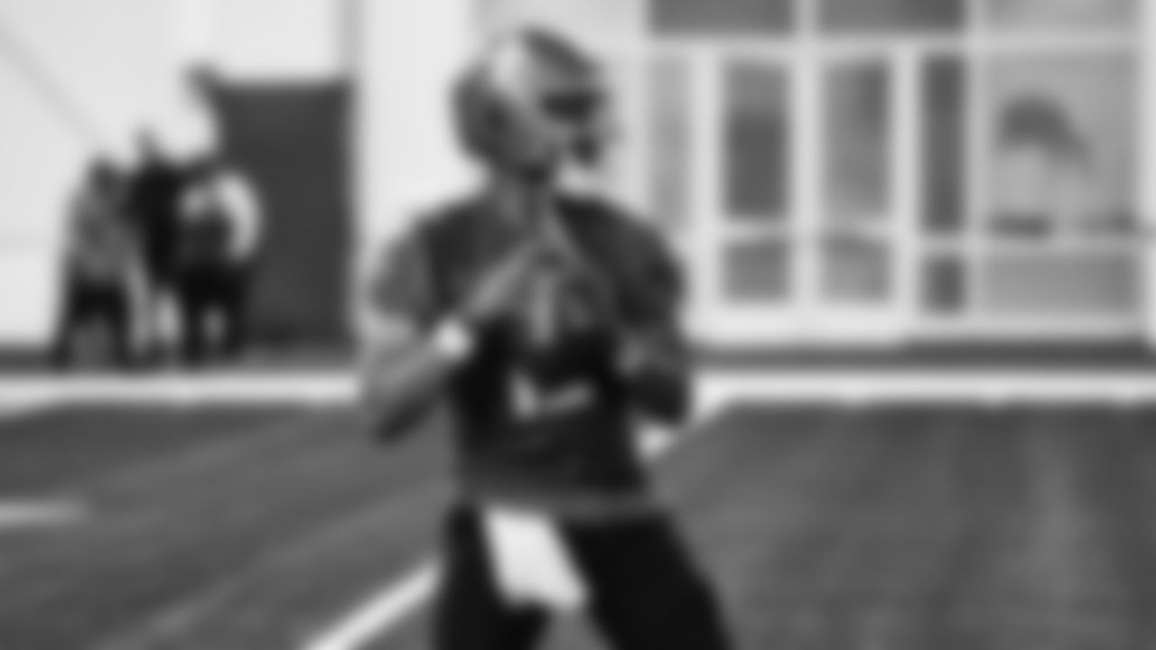 Detroit Lions quarterback Hendon Hooker (12) during practice at the Lions training facility in Allen Park, MI on January 3, 2024. (Jeff Nguyen/Detroit Lions)