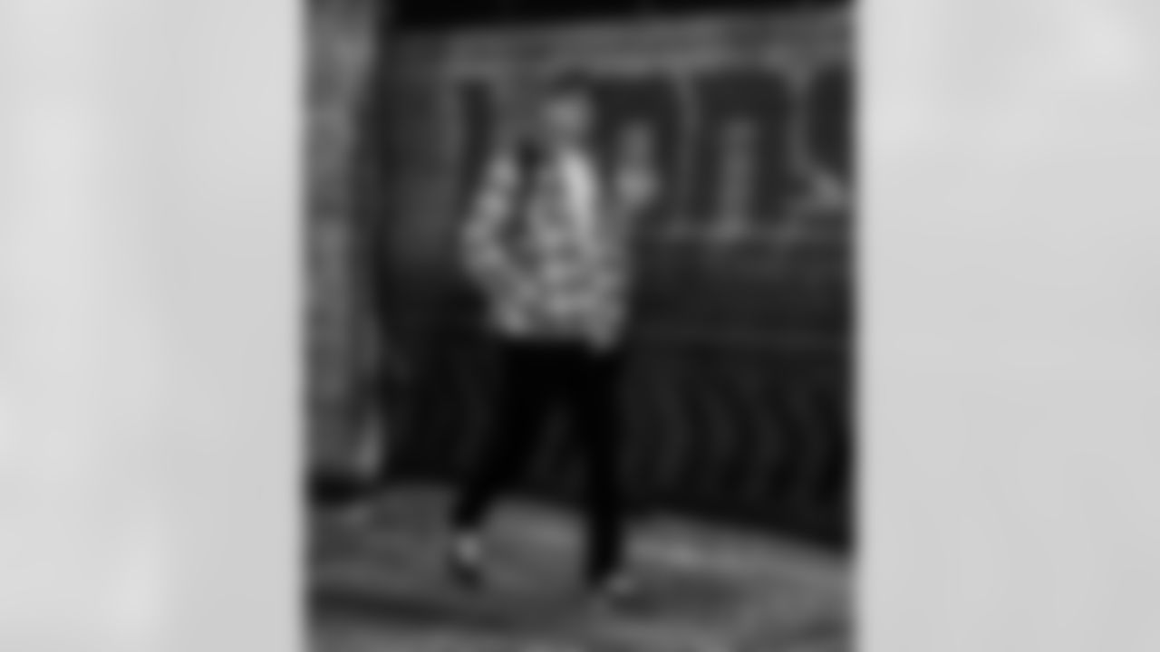 Detroit Lions quarterback Jared Goff (16) arrives to an NFL football game against the Dallas Cowboys on Thursday, Dec. 4, 2025 in Detroit. (Jeff Nguyen/Detroit Lions via AP)