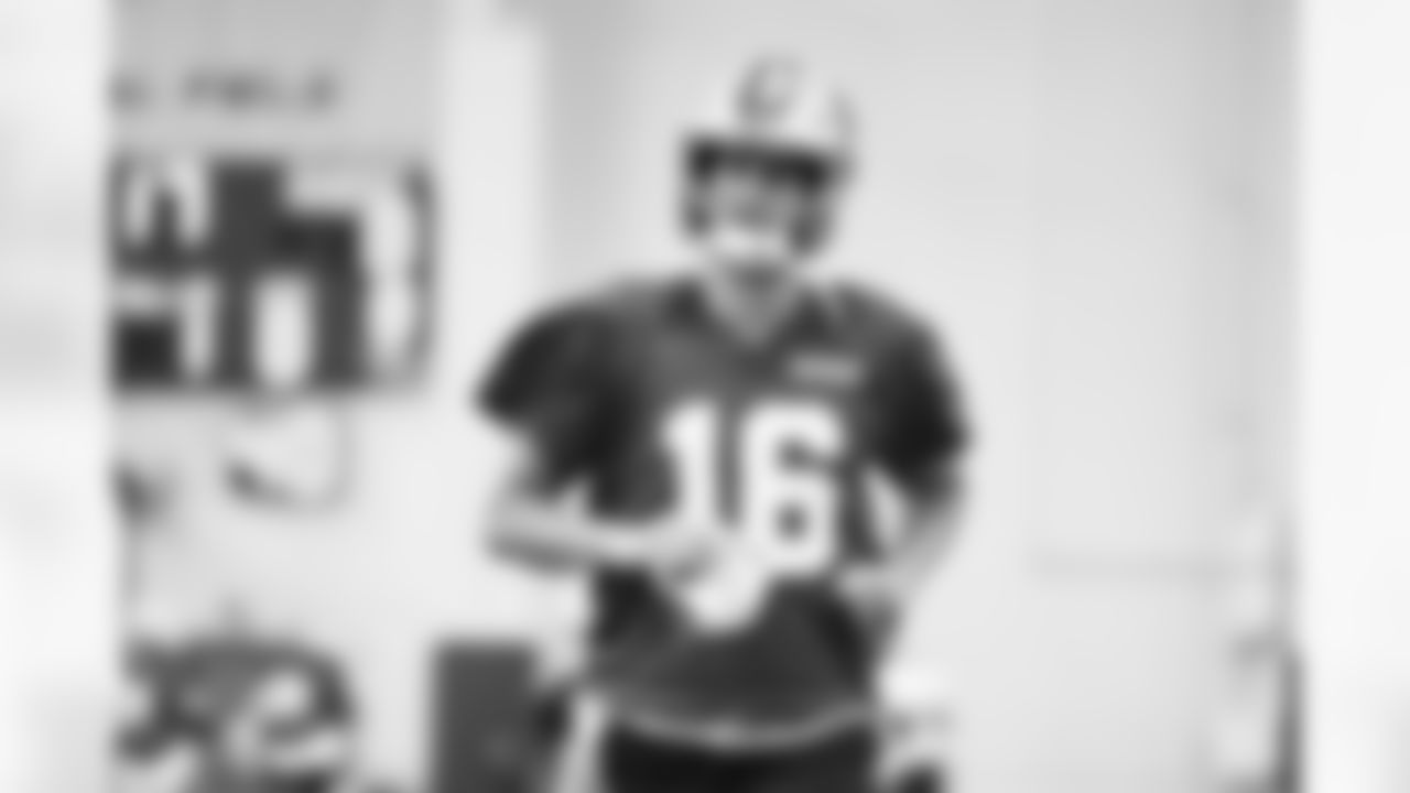 Detroit Lions quarterback Jared Goff (16) during practice at the Meijer Performance Center on Sept. 12, 2025 in Allen Park, Mich. (Jeff Nguyen/Detroit Lions)