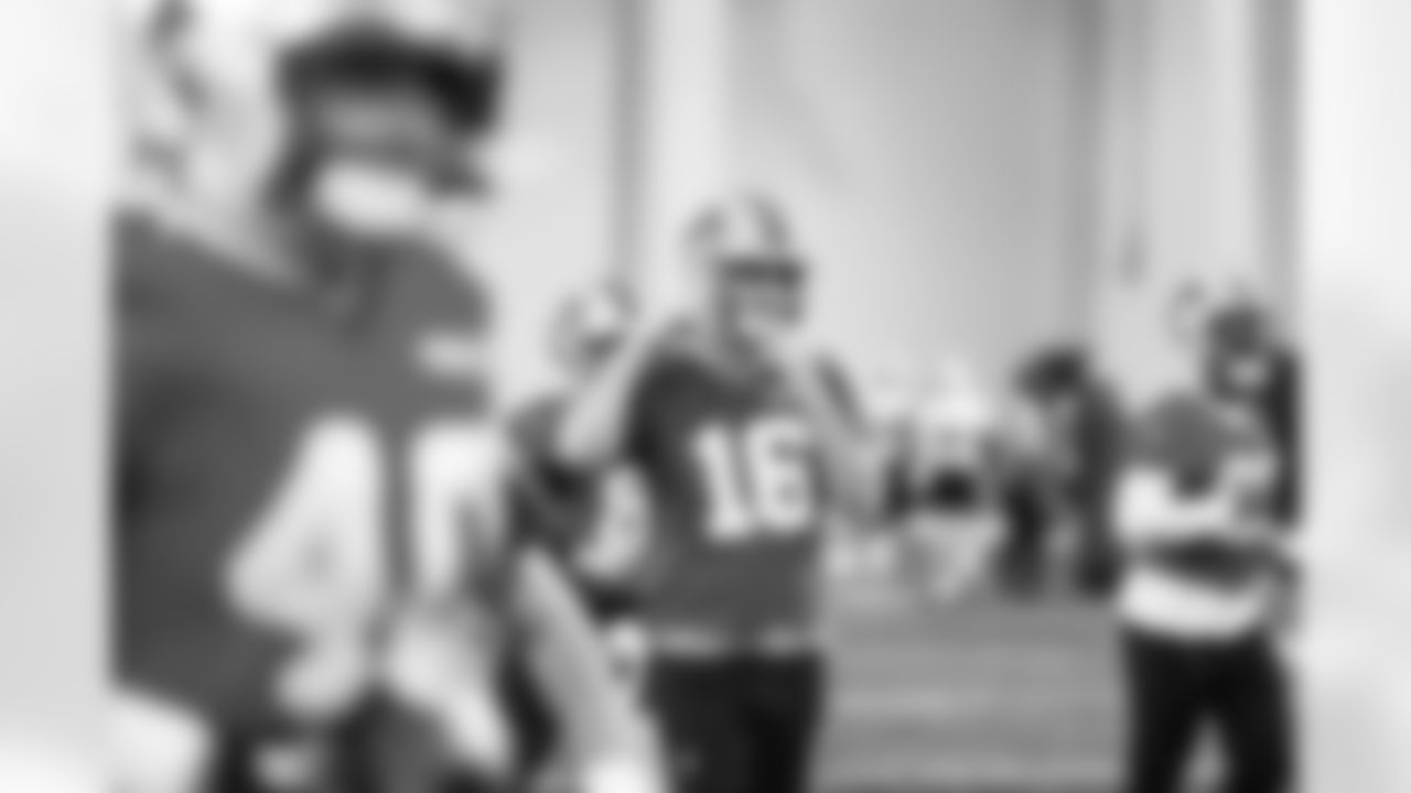 Detroit Lions quarterback Jared Goff (16) during practice at the Meijer Performance Center on Dec. 19, 2025 in Allen Park, Mich. (Jeff Nguyen/Detroit Lions)