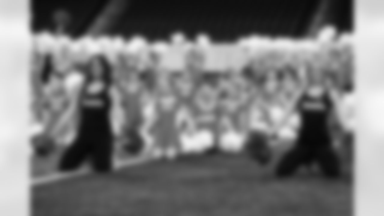 Participants during the junior cheer clinic at Ford Field on Dec. 7, 2025 in Detroit. (Mike Ferdinande/Detroit Lions)