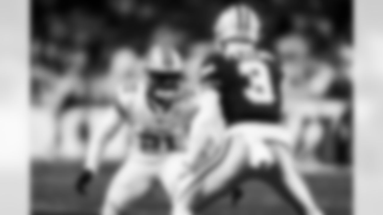 Detroit Lions cornerback Amik Robertson (21) during an NFL football game against the Dallas Cowboys on Thursday, Dec. 4, 2025 in Detroit. (Jeff Nguyen/Detroit Lions via AP)