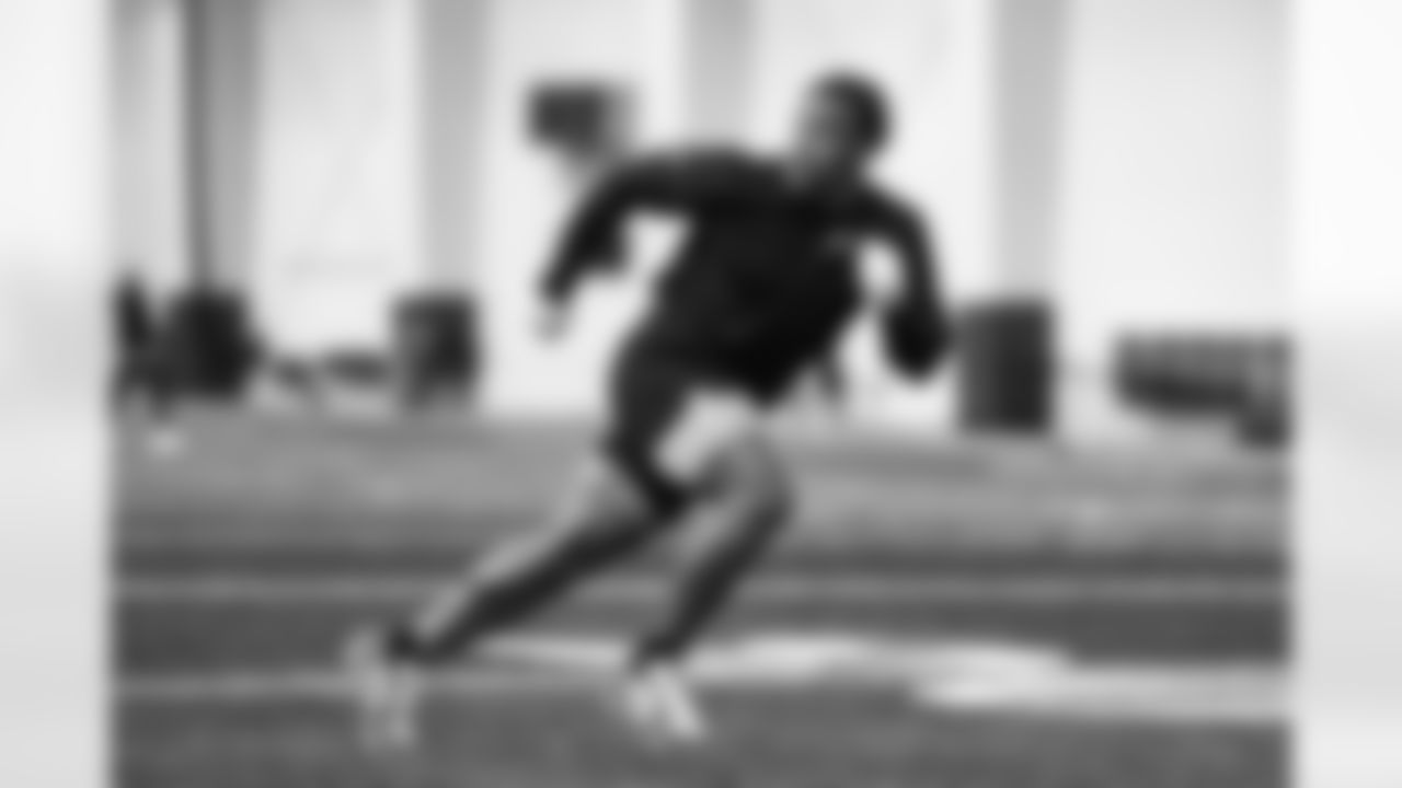 Detroit Lions linebacker Derrick Barnes (55) during offseason workouts at the Meijer Performance Center on May 21, 2025 in Allen Park, Mich. (Jeff Nguyen/Detroit Lions)