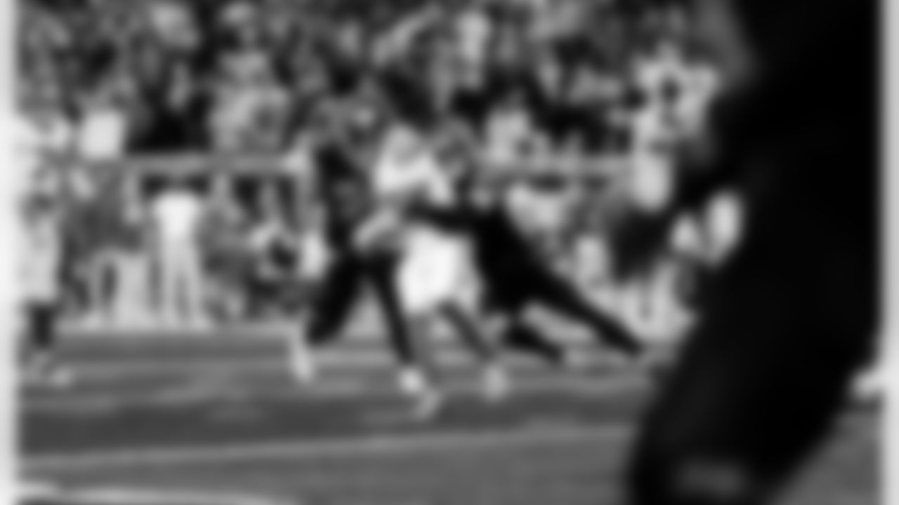 Detroit Lions edge rusher Aidan Hutchinson (97) sacks New York Giants quarterback Jameis Winston (19) during an NFL football game against the New York Giants on Sunday, Nov. 23, 2025 in Detroit. (Jeff Nguyen/Detroit Lions via AP)