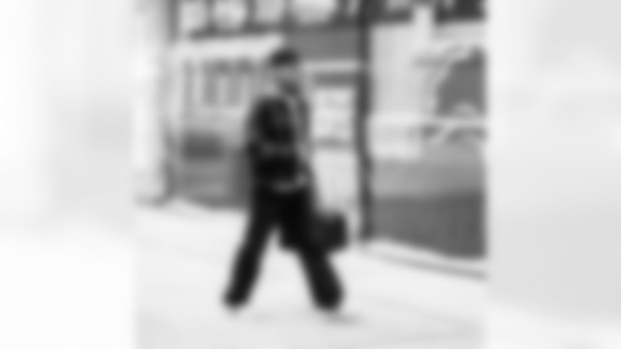 Detroit Lions wide receiver Amon-Ra St. Brown (14) arrives to an NFL football game against the Pittsburgh Steelers on Sunday, Dec. 21, 2025 in Detroit. (Jeff Nguyen/Detroit Lions via AP)