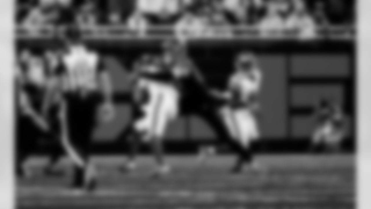 Detroit Lions edge rusher Aidan Hutchinson (97) during an NFL football game against the New York Giants on Sunday, Nov. 23, 2025 in Detroit. (Jeff Nguyen/Detroit Lions via AP)