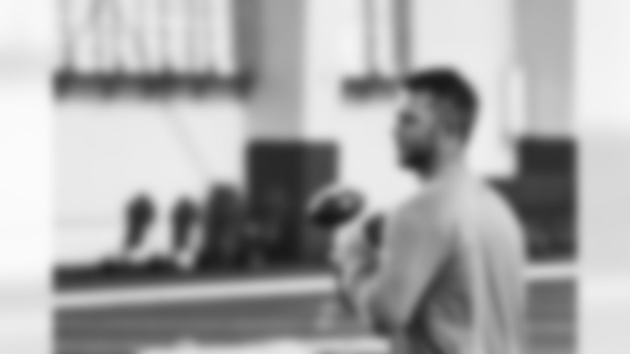 Detroit Lions quarterback Kyle Allen during offseason workouts at the Meijer Performance Center on May 8, 2025 in Allen Park, Mich. (Jeff Nguyen/Detroit Lions)