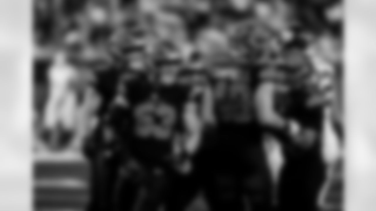 Detroit Lions linebacker Trevor Nowaske (53) and Detroit Lions linebacker Jack Campbell (46) during an NFL football game against the New York Giants on Sunday, Nov. 23, 2025 in Detroit. (Jeff Nguyen/Detroit Lions via AP)