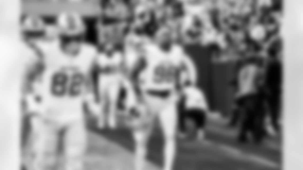 Detroit Lions edge rusher Al-Quadin Muhammad (96) before an NFL football game against the Washington Commanders on Sunday, Nov. 9, 2025 in Landover, Md. (Jeff Nguyen/Detroit Lions via AP)