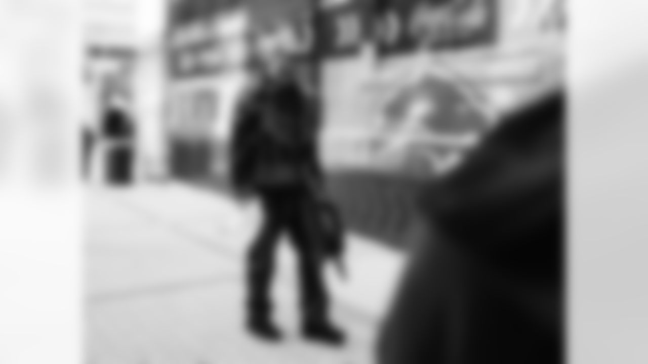 Detroit Lions edge rusher Aidan Hutchinson (97) arrives before an NFL football game against the Tampa Bay Buccaneers on Monday, Oct. 20, 2025 in Detroit. (Jeff Nguyen/Detroit Lions via AP)