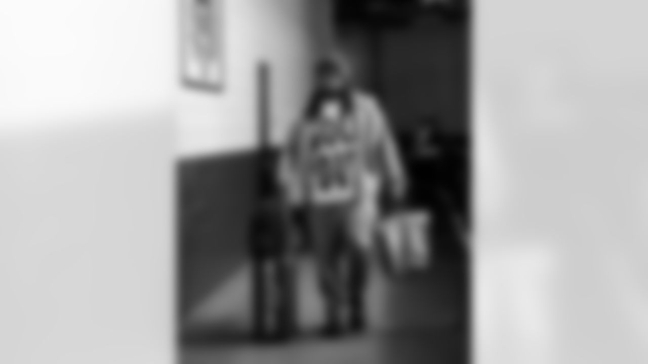 Detroit Lions defensive lineman Alim McNeill (54) arrives to an NFL football game against the Philadelphia Eagles on Sunday, Nov. 16, 2025 in Philadelphia. (Jeff Nguyen/Detroit Lions via AP)