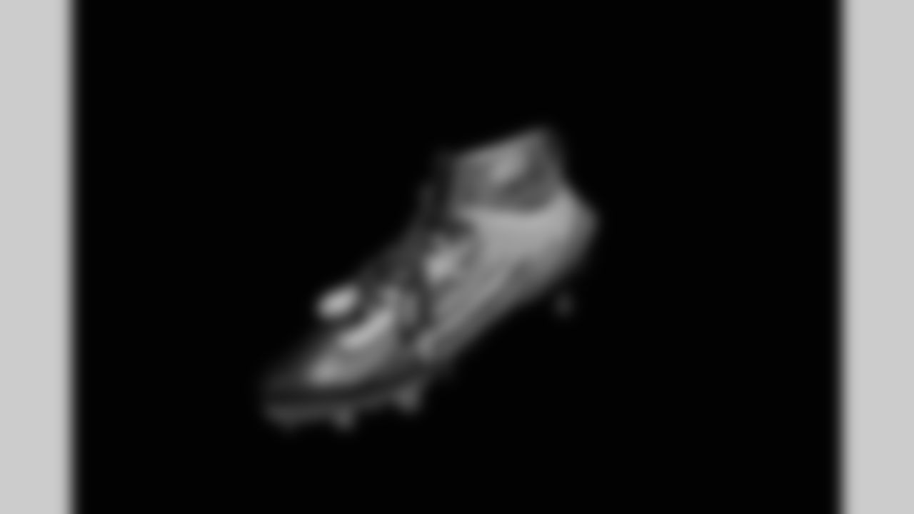 Cleats belonging to Detroit Lions linebacker Derrick Barnes (55) photographed at the Meijer Performance Center on Nov. 12, 2025 in Allen Park, Mich. (Jeff Nguyen/Detroit Lions)