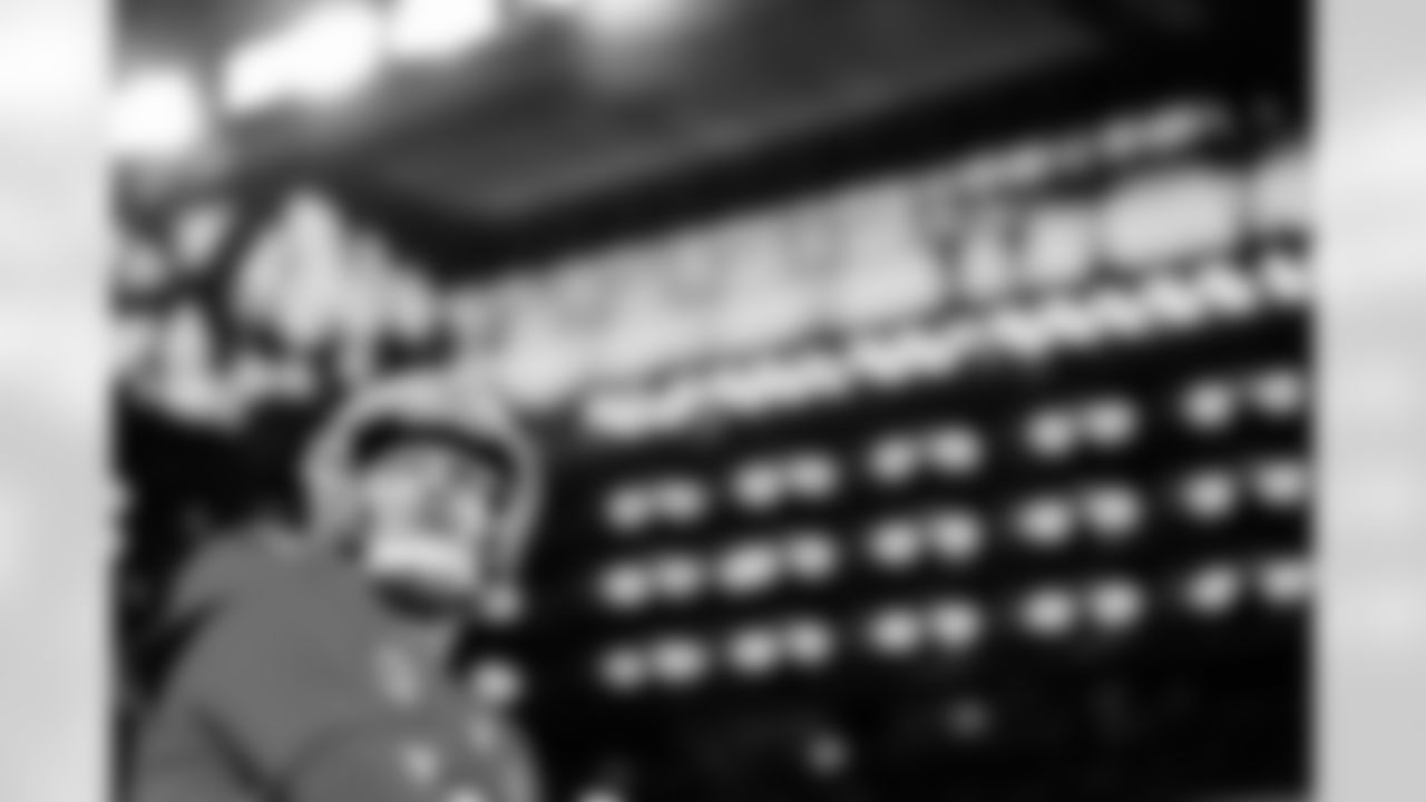 Detroit Lions quarterback Jared Goff (16) before an NFL football game against the Green Bay Packers on Thursday, Nov. 27, 2025 in Detroit. (Jeff Nguyen/Detroit Lions via AP)