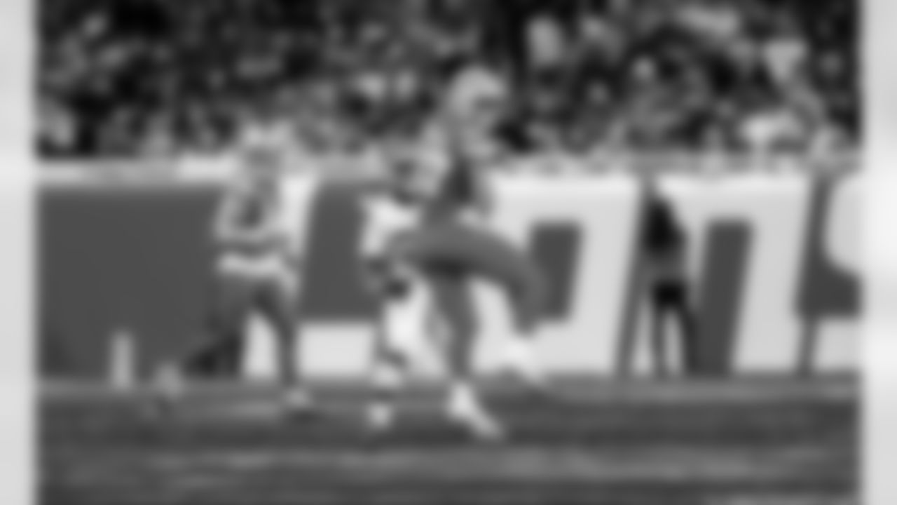 Detroit Lions tight end Sam LaPorta (87) during an NFL football game against the Cleveland Browns on Sunday, Sept. 28, 2025 in Detroit. (Jeff Nguyen/Detroit Lions via AP)